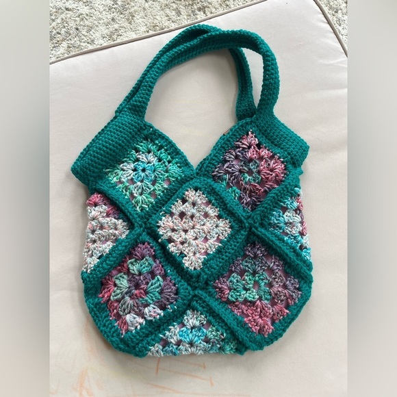 Colorful Crochet Granny Square Tote Bag - Picture 2 of 4